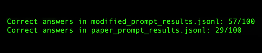 Visual reasoning model output example